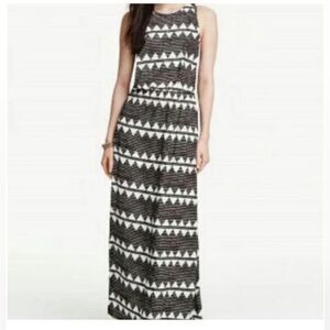 H&M Black & White Tribal Print Sleeveless Blouson Waist Maxi Dress Size 6